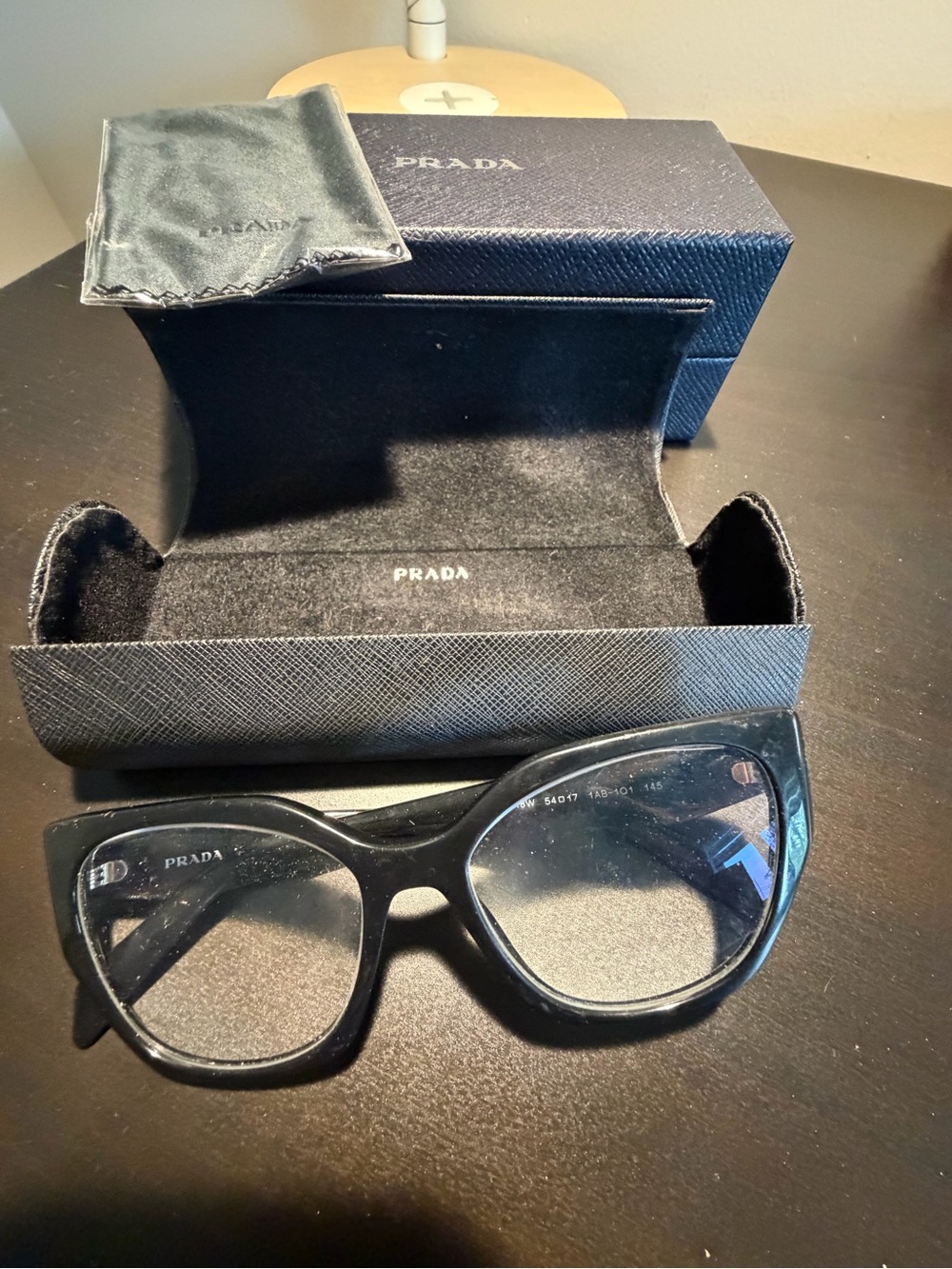 Prada Black Cat-Eye Women’s Acetate Glasses with Case